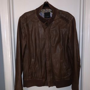 Ted Baker Brown Leather Jacket In Mint Condition